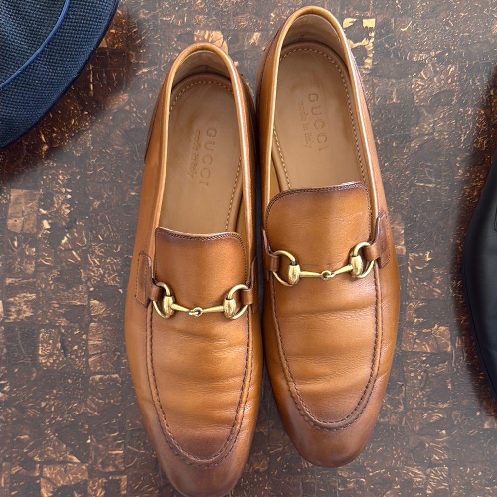 Gucci Men's Brown Leather Horsebit Loafers